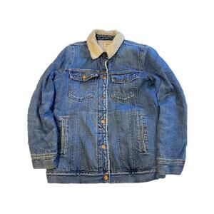 Womens MADEWELL Sherpa Lined Oversized Domaway Wash Jean Jacket Sz S